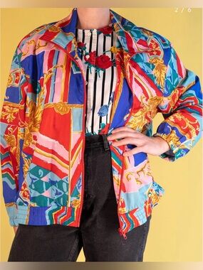 NWT Deadstock Vintage 80s 90s Avon Fashions Colourfull Windbreaker, Medium